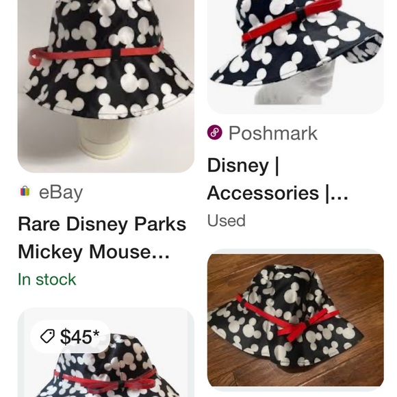 Disney Black/White Mouse Hat Red Bow Ears, Disney adult rain hat, Mouse watertoy - Picture 10 of 16